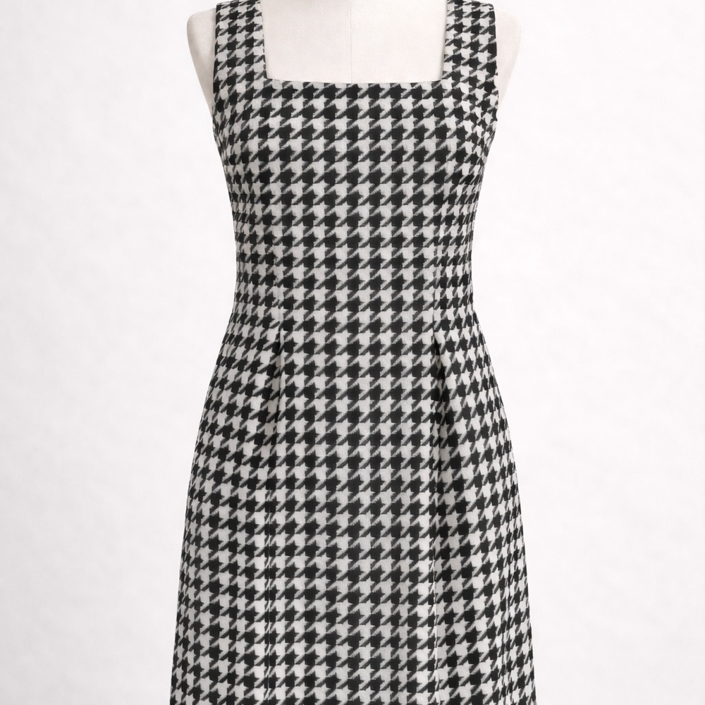 Black and white petite short (not mini) houndstooth dress.